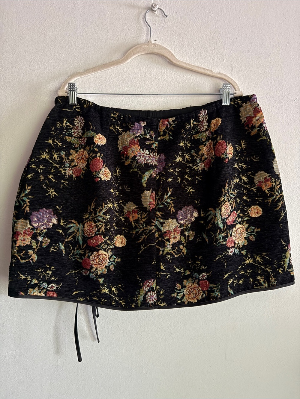 CIDER Curve Woven Mid Rise Black Floral Jacquard Mini Skirt Skort w/Split 2XL - Picture 3 of 9